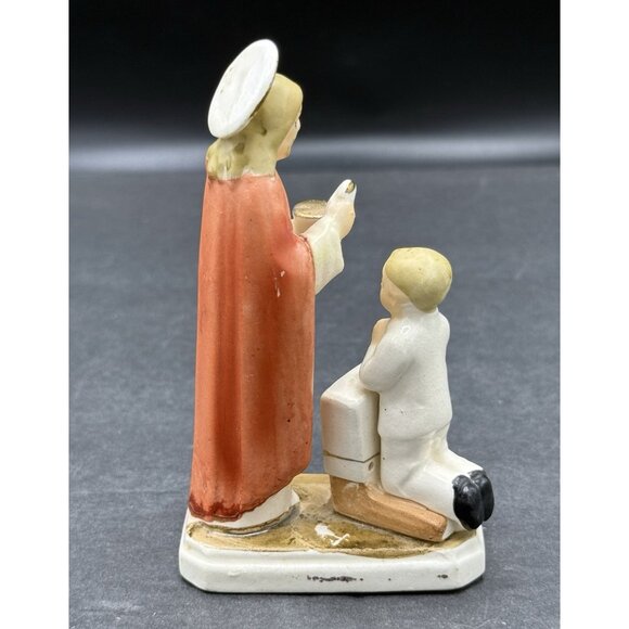 Holy Communion Jesus & Boy Vintage Ceramic 4.5" Figurine J.L. Co. Japan - Picture 3 of 8